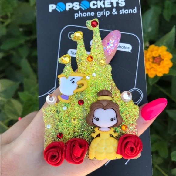 Disney Accessories - 🥀 Belle & Chip Custom Popsocket Disney Magic🥀